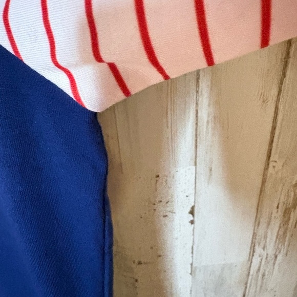 LulaRoe Size L & 3X Blouse Top Blue, Red & White Stripes with Raglan Sleeve - Picture 6 of 14